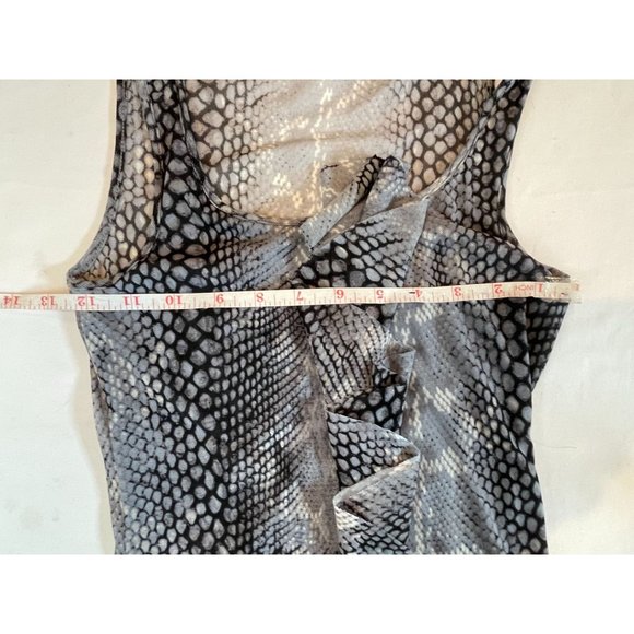 Express Womens Snake Print Mesh Ruffle Tank Top Scoop Neck Gray Black Size XS - Picture 4 of 7
